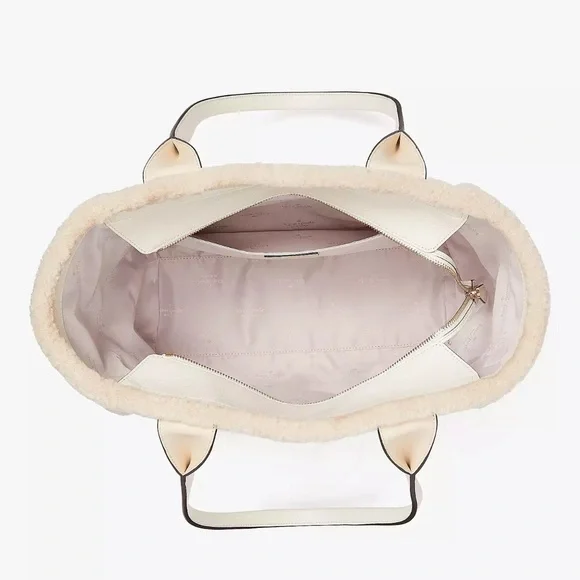 ♠️Kate Spade Jett Shearling Trim Large Tote Bag, Meringue White NWT - Picture 4 of 9